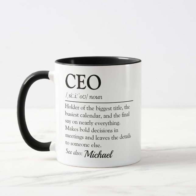 Funny CEO Dictionary Definition Mug (Left)