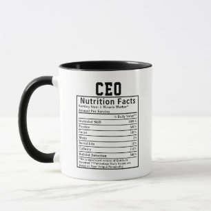 Funny CEO Nutrition Facts Business Leader Gift Mug