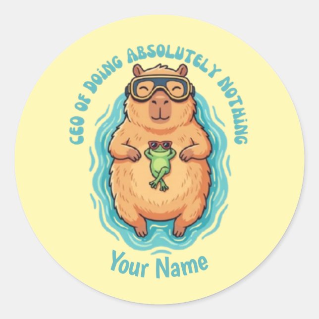 Funny CEO of Doing Nothing Capybara Classic Round Sticker (Front)