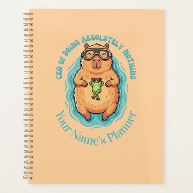 Funny CEO of Doing Nothing Capybara Frog Notebook Planner (Front)