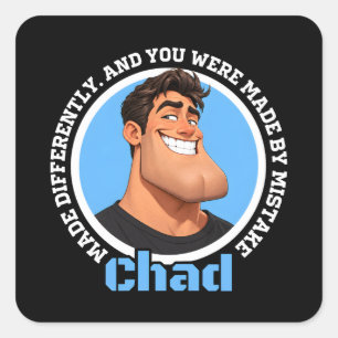 Funny Chad Character Sarcastic Quote Graphic Illus Square Sticker