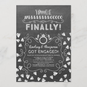 Funny Chalkboard Style Finally Engagement Party Invitation