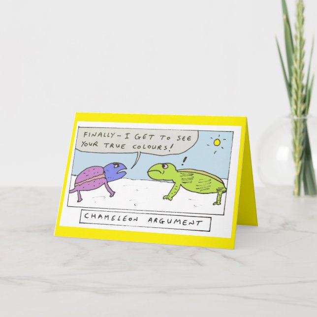 Funny chameleon birthday cartoon holiday card (Front)