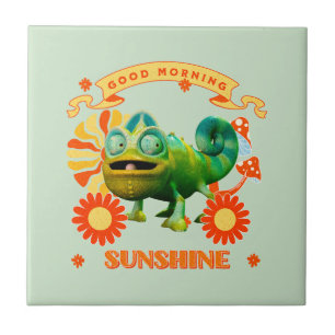 Funny Chameleon Good Morning Sunshine Ceramic Tile
