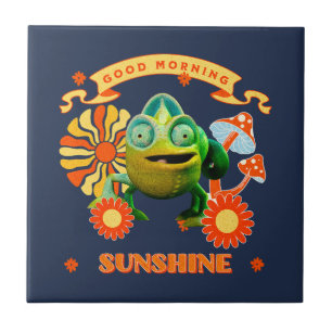 Funny Chameleon Good Morning Sunshine Retro Art Ceramic Tile