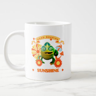Funny Chameleon Good Morning Sunshine Retro Art Large Coffee Mug