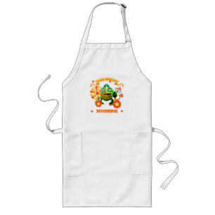 Funny Chameleon Good Morning Sunshine Retro Art Long Apron