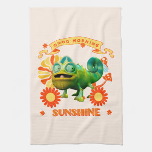 Funny Chameleon Good Morning Sunshine Tea Towel