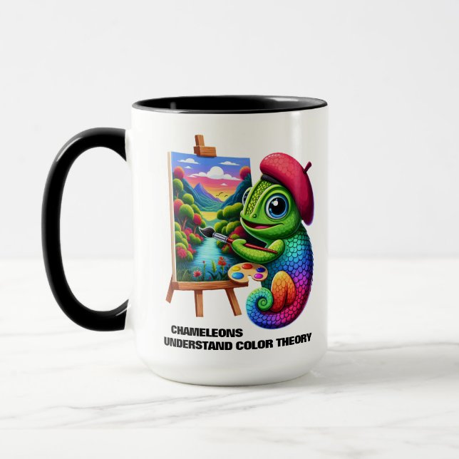 Funny Chameleons Understand Colour Theory Mug (Left)