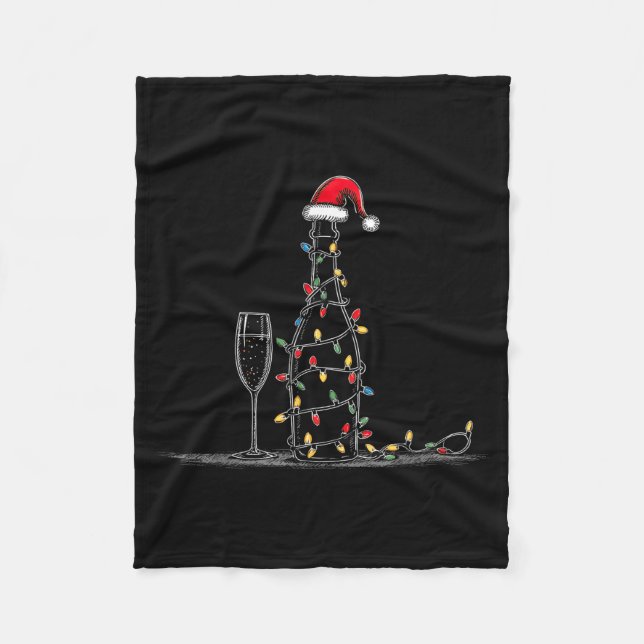 Funny Champagne Christmas Graphics Lights Lover Dr Fleece Blanket (Front)