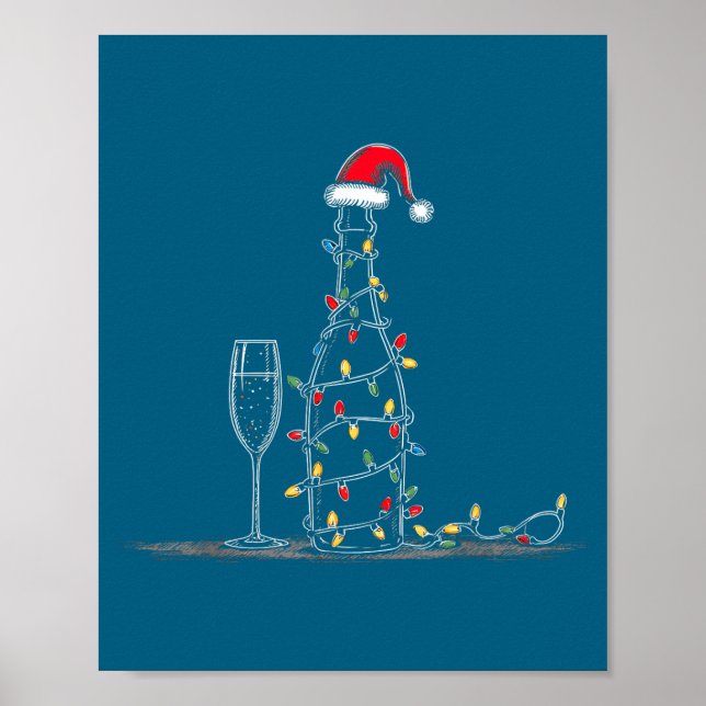 Funny Champagne Christmas Graphics Lights Lover Dr Poster (Front)