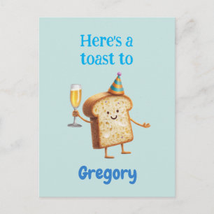Funny Champagne Toast Character for Men, Bubbly Postcard