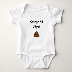 Funny Change My Diaper Smiling Poop Baby Bodysuit