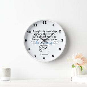 Funny change toilet paper roll bathroom clock