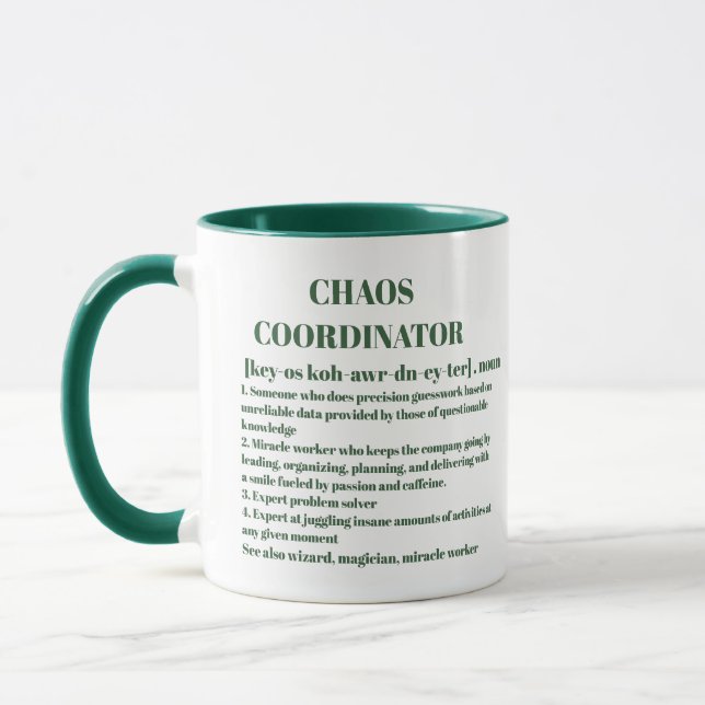 Funny Chaos Coordinator Definition Office Coworker Mug (Left)