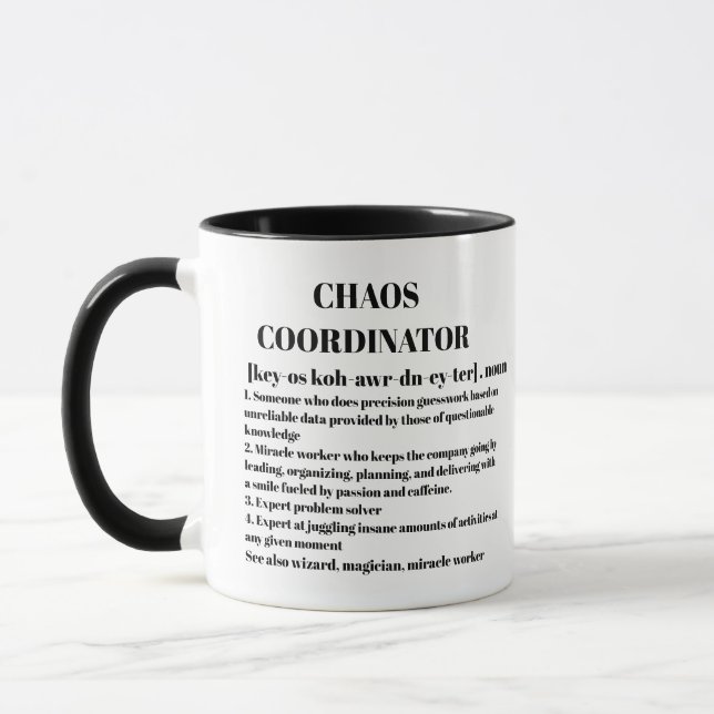 Funny Chaos Coordinator Definition Office Coworker Mug (Left)