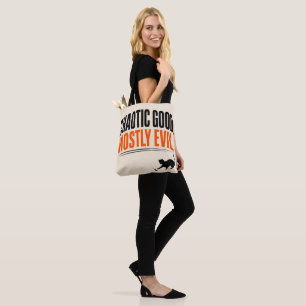 Funny Chaotic Good Mostly Evil Black Cat Halloween Tote Bag