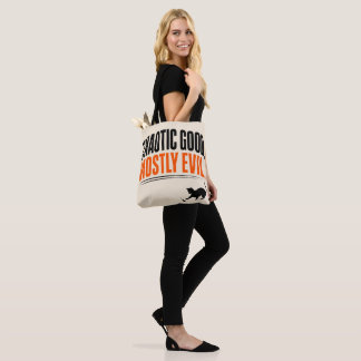 Funny Chaotic Good Mostly Evil Black Cat Halloween Tote Bag