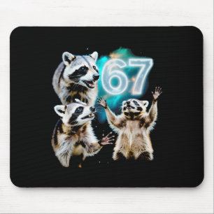 Funny Chaotic Raccoon Howling At 67 Cosmic Six Sev Mouse Pad