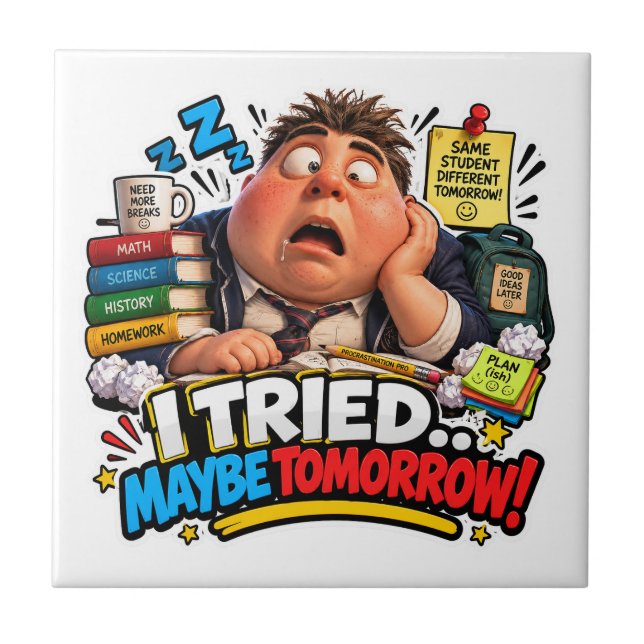 Funny Characters Back to School Balloon Ceramic Tile (Front)