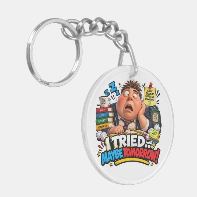 Funny Characters Back to School Balloon Key Ring (Front Left)