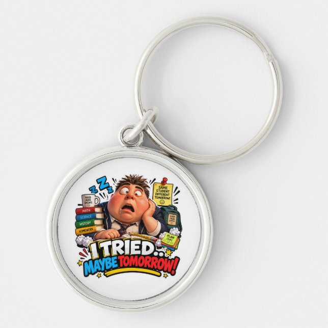 Funny Characters Back to School Balloon Key Ring (Front)