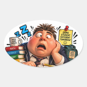 Funny Characters Back to School Balloon Oval Sticker