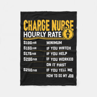 Funny Charge Nurse Hourly Rate - Rn Registered Fleece Blanket