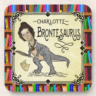 Funny Charlotte Bronte Saurus Dinosaur Book Reader Coaster