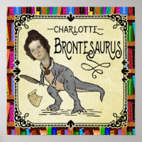 Funny Charlotte Bronte Saurus Dinosaur Book Reader