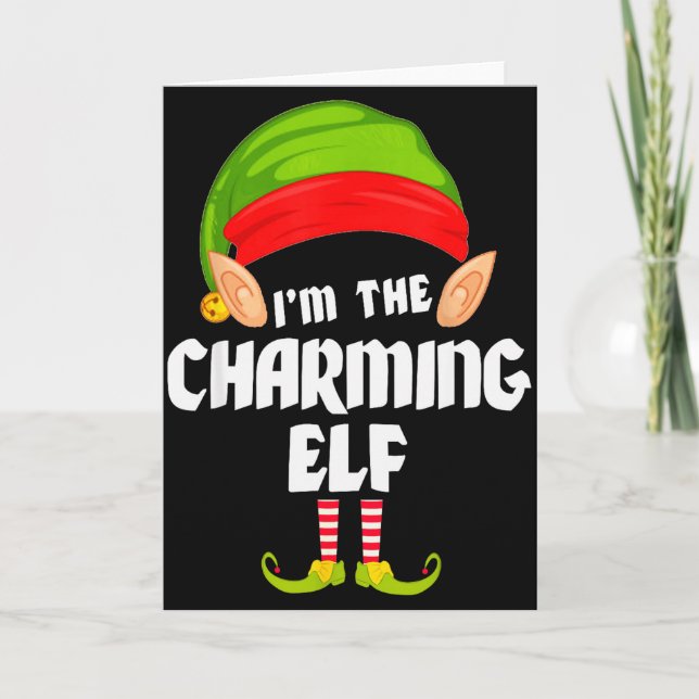 Funny Charming Elf Matching Family Group Pj Christ Card (Front)