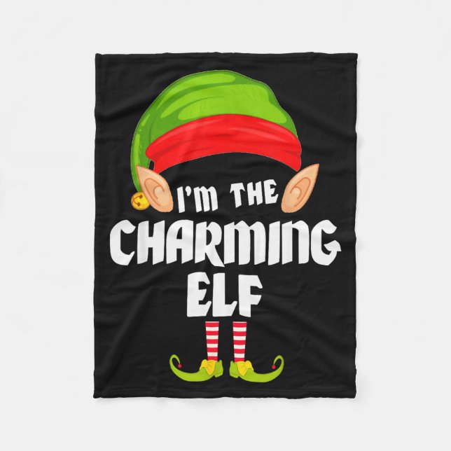 Funny Charming Elf Matching Family Group Pj Christ Fleece Blanket (Front)