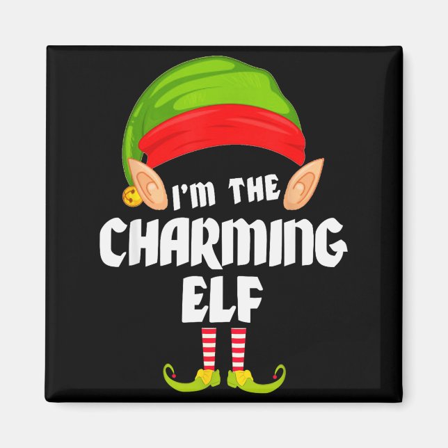 Funny Charming Elf Matching Family Group Pj Christ Magnet (Front)