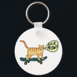 Funny Check MEOWT Skateboarding Cat Key Ring<br><div class="desc">Get the party started with this skateboarding cat. Hand made art just for you! Customize it with your own text. Check my shop for more matching designs and more products like stickers,  tshirts and more!</div>