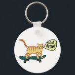 Funny Check MEOWT Skateboarding Cat Key Ring<br><div class="desc">Get the party started with this skateboarding cat. Hand made art just for you! Customize it with your own text. Check my shop for more matching designs and more products like stickers,  tshirts and more!</div>