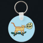 Funny Check MEOWT Skateboarding Cat Key Ring<br><div class="desc">Get the party started with this skateboarding cat. Hand made art just for you! Customize it with your own text. Check my shop for more matching designs and more products like stickers,  tshirts and more!</div>