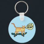 Funny Check MEOWT Skateboarding Cat Key Ring<br><div class="desc">Get the party started with this skateboarding cat. Hand made art just for you! Customize it with your own text. Check my shop for more matching designs and more products like stickers,  tshirts and more!</div>