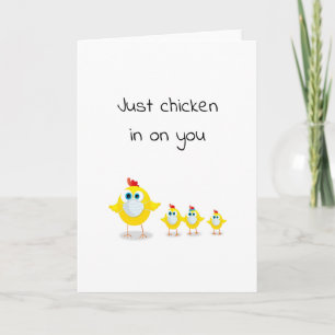 funny checking on you chicken/hens pun card