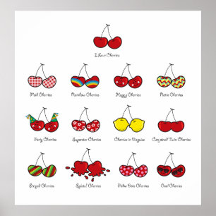Funny Cheeky Cherries Cute Twins Nursery Art Print