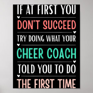 Funny Cheer Coach If At First You Don't Succeed Poster