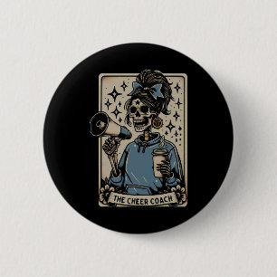 Funny Cheer Coach Tarot Card Skeleton Cheerleading 6 Cm Round Badge