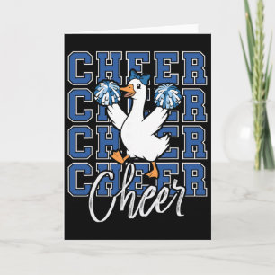 Funny Cheer Goose Squad Blue Coquette Bow Sport Ch Card