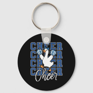 Funny Cheer Goose Squad Blue Coquette Bow Sport Ch Key Ring