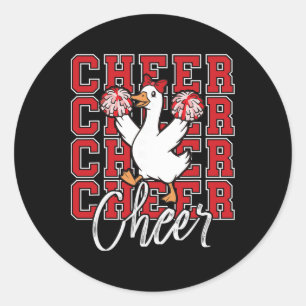 Funny Cheer Goose Squad Red Coquette Bow Sport Che Classic Round Sticker