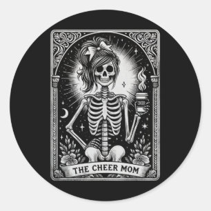 Funny Cheer Mum Halloween, Tarot Card Cheerleading Classic Round Sticker