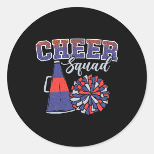 Funny Cheerleader Cheer Squad Cheerleading Blue Or Classic Round Sticker