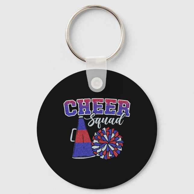 Funny Cheerleader Cheer Squad Cheerleading Red Blu Key Ring (Front)