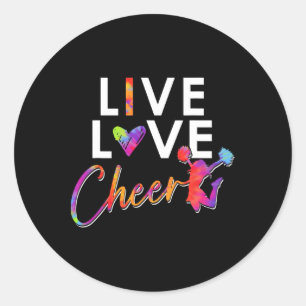 Funny Cheerleader Cheerleading Girls Live Love Che Classic Round Sticker