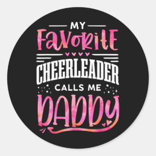 Funny Cheerleading Dad Father Tie Tie Dye Cheer Da Classic Round Sticker