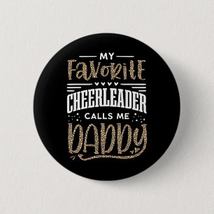 Funny Cheerleading Daughter Father Leopard Cheetah 6 Cm Round Badge